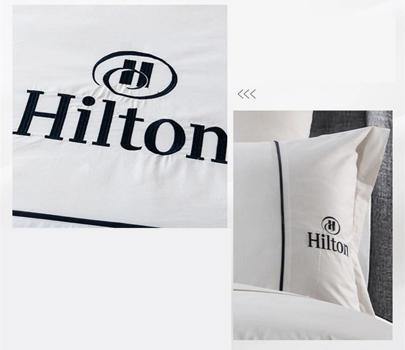 Luxurious Cotton Embroidery Logo Single White Hotel Linen