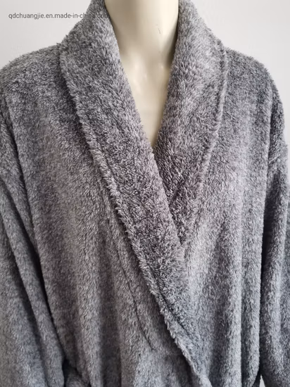 100 % Mikrofaser, kein Pilling, kein Schrumpfen, einfarbig, Flanell-Fleece, Koralle, langärmlig, SPA-Bademäntel für Damen und Damen