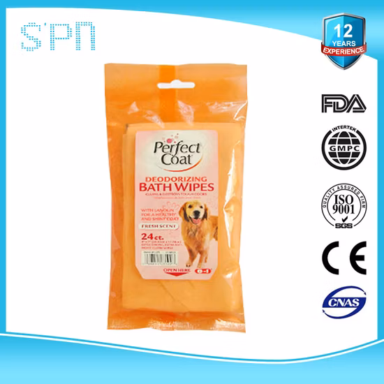 Spezielle Vliesstoffe New Style China Factory 50PCS Hundereinigungstücher im Kanister Desinfizieren Sie feuchte, weiche Haustierreinigungstücher mit Aloe Vera